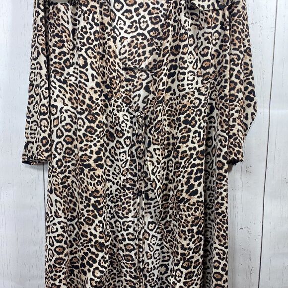 Forever 21 Leopard Print Ruffle High Low Maxi Wrap Dress Plus Sz Wild Glam Boho - Picture 12 of 14